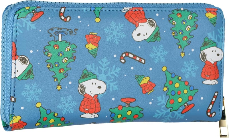Bio World Peanuts Zip Around Wallet Snoopy and Woodstock Christmas Design Faux Leather Clutch - Image 4
